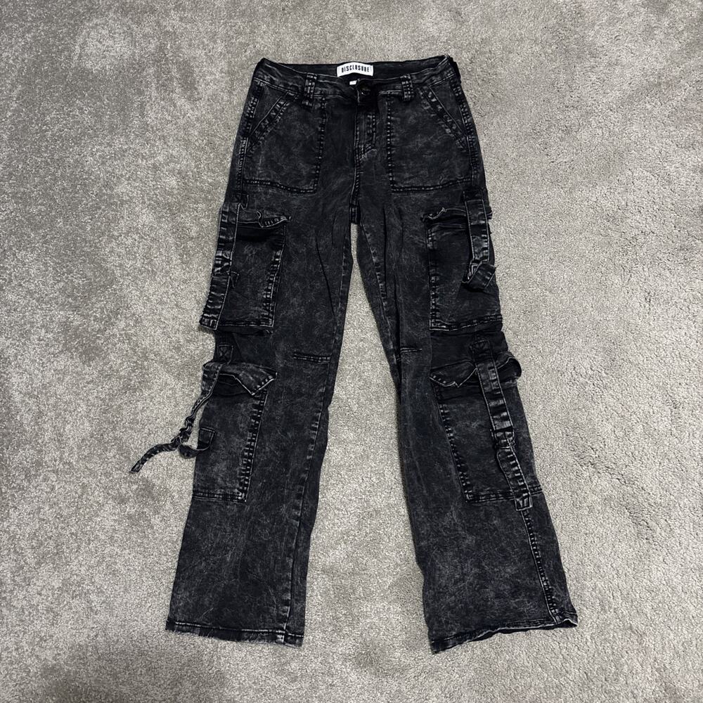 Disclosure Black Cargo Double Pocket Pants Size 7/28 Punk